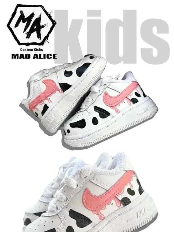 Drippy Cow print- Kids custom painted shoes